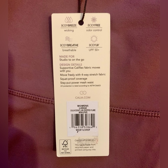 Calia Essentials Collection High-Rise Crop Flare Yoga Pants Mauve Size L - Picture 6 of 7
